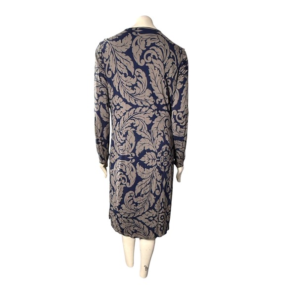 Boden Jersey Wrap Dress Blue Gray Baroque Print Long Sleeve Plus Size 16R - Picture 3 of 11